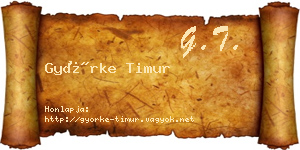Györke Timur névjegykártya
