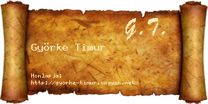 Györke Timur névjegykártya